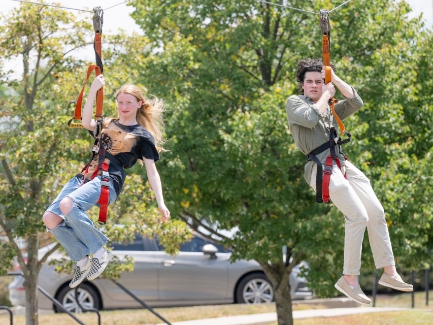 Students ziplining at Fresh Fusion