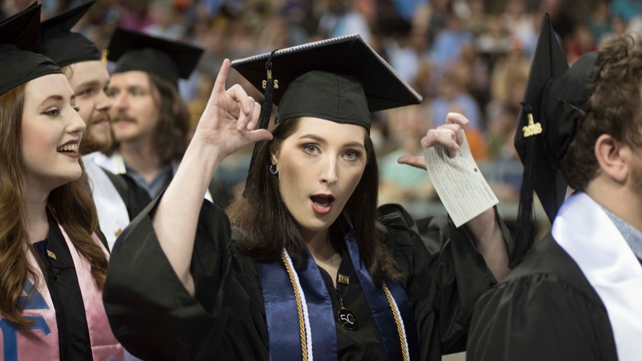 Students at graduation